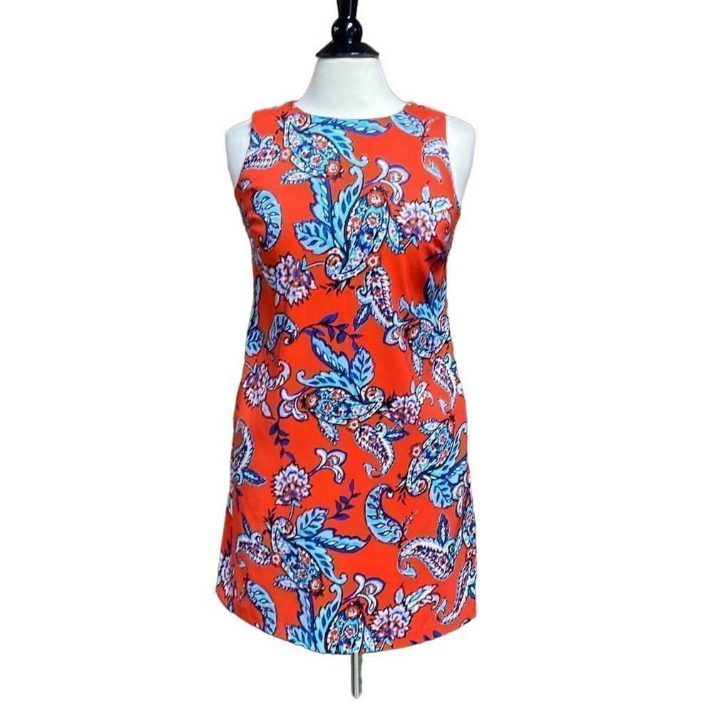 Roz & Ali Red Floral Sleeveless Dress Size 4 Petite
